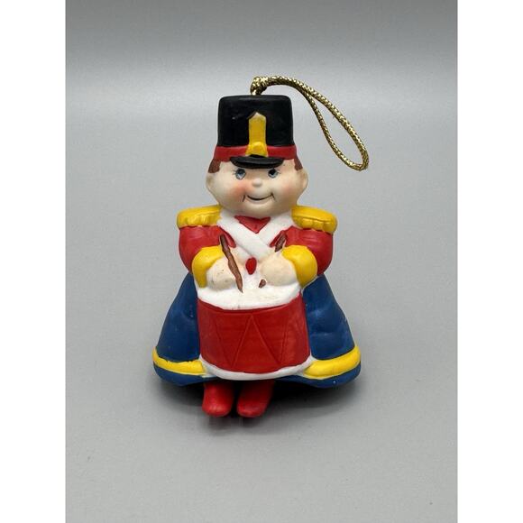 Vintage 1985 Drummer Boy Christmas Ornament Handcrafted Painted Ceramic No Box - Picture 1 of 5